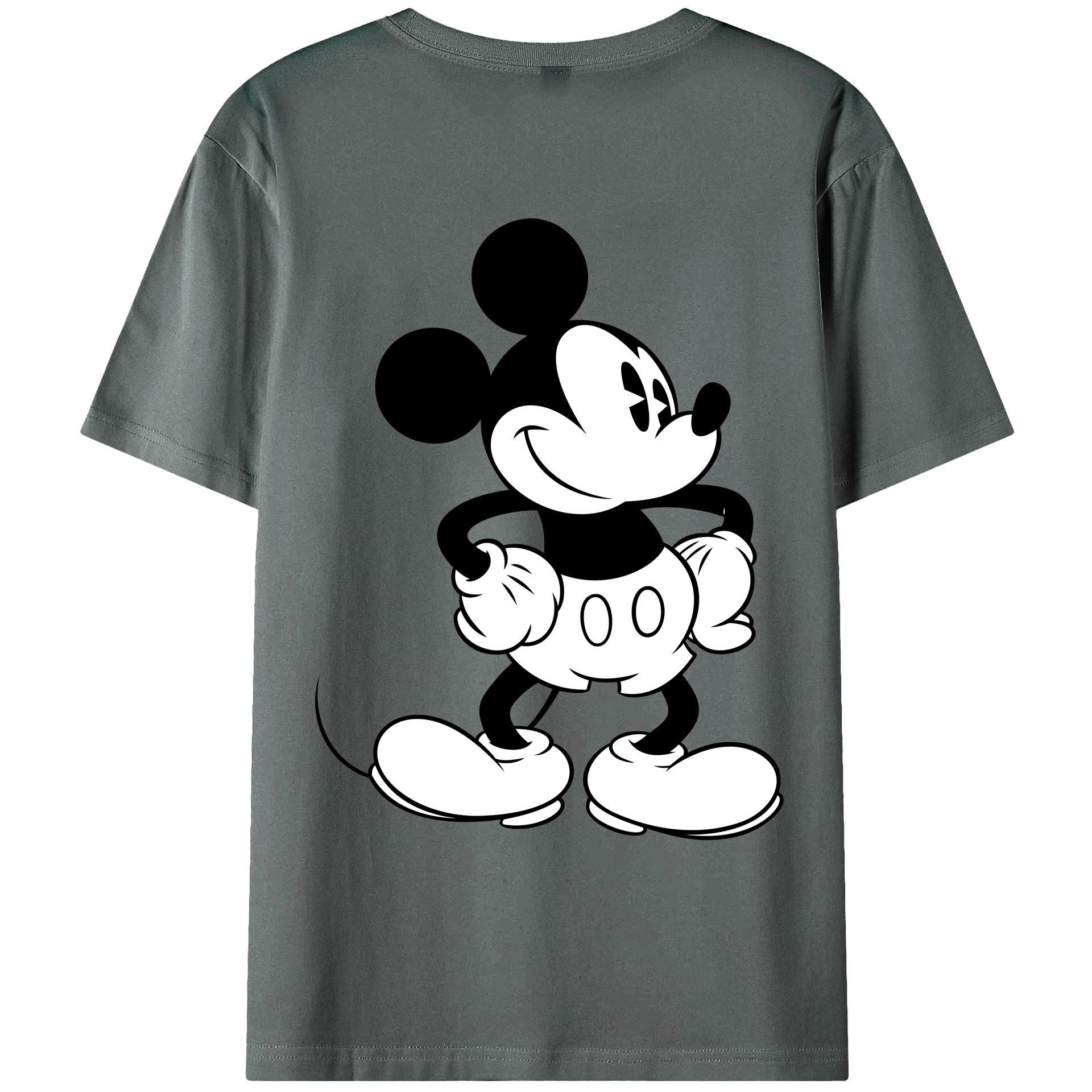 ミッキーマウス Mickey Mouse 綿100％ メンズ半袖Tシャツ（バックプリント） 通気性